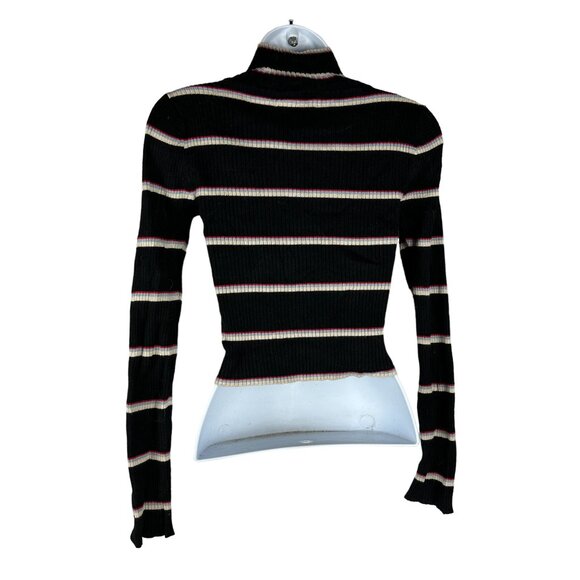 Pink Republic Size XS Black Red Striped Turtleneck Sweater - Picture 2 of 5